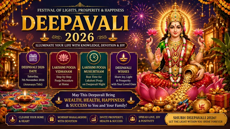 Deepavali 2026 – Date, Lakshmi Pooja Vidhanam, Muhurtham & Wishes